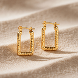 Posh Textured Square Hoop Earrings