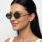 Isya | Small Oval Sunglasses With Metal Frame Detail