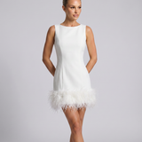Nisha | Mini Dress With Feather Hem