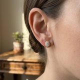 Gold Oval Halo Stud Earrings